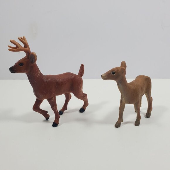 1998 Safari Ltd Stag And Doe Deer Lot Vintage Figures - Picture 3 of 16